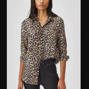 Equipment Slim Signature Silk Shirt In Natural Leopard Size S NWT